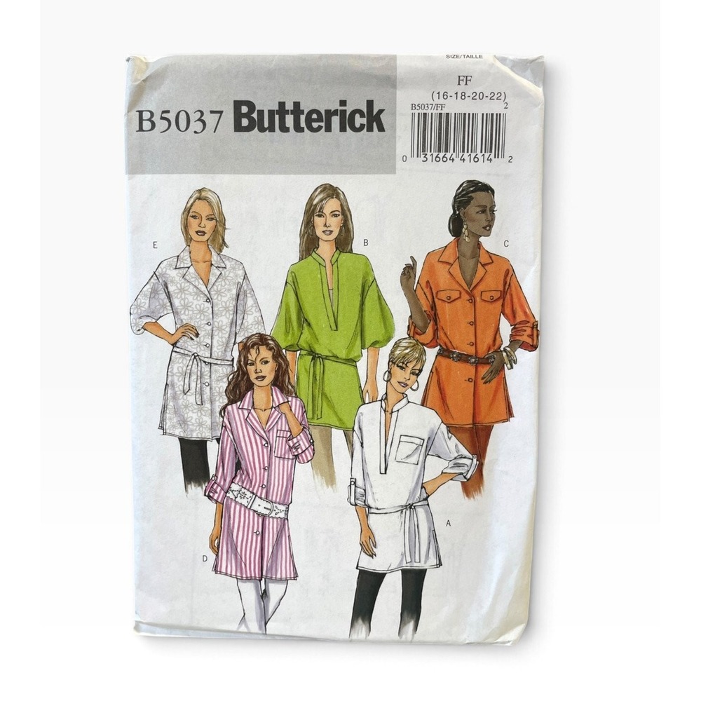 Butterick B5037 Tunic & Belt FF (16-18-20-22) Misses Petite Blouse Uncut FF